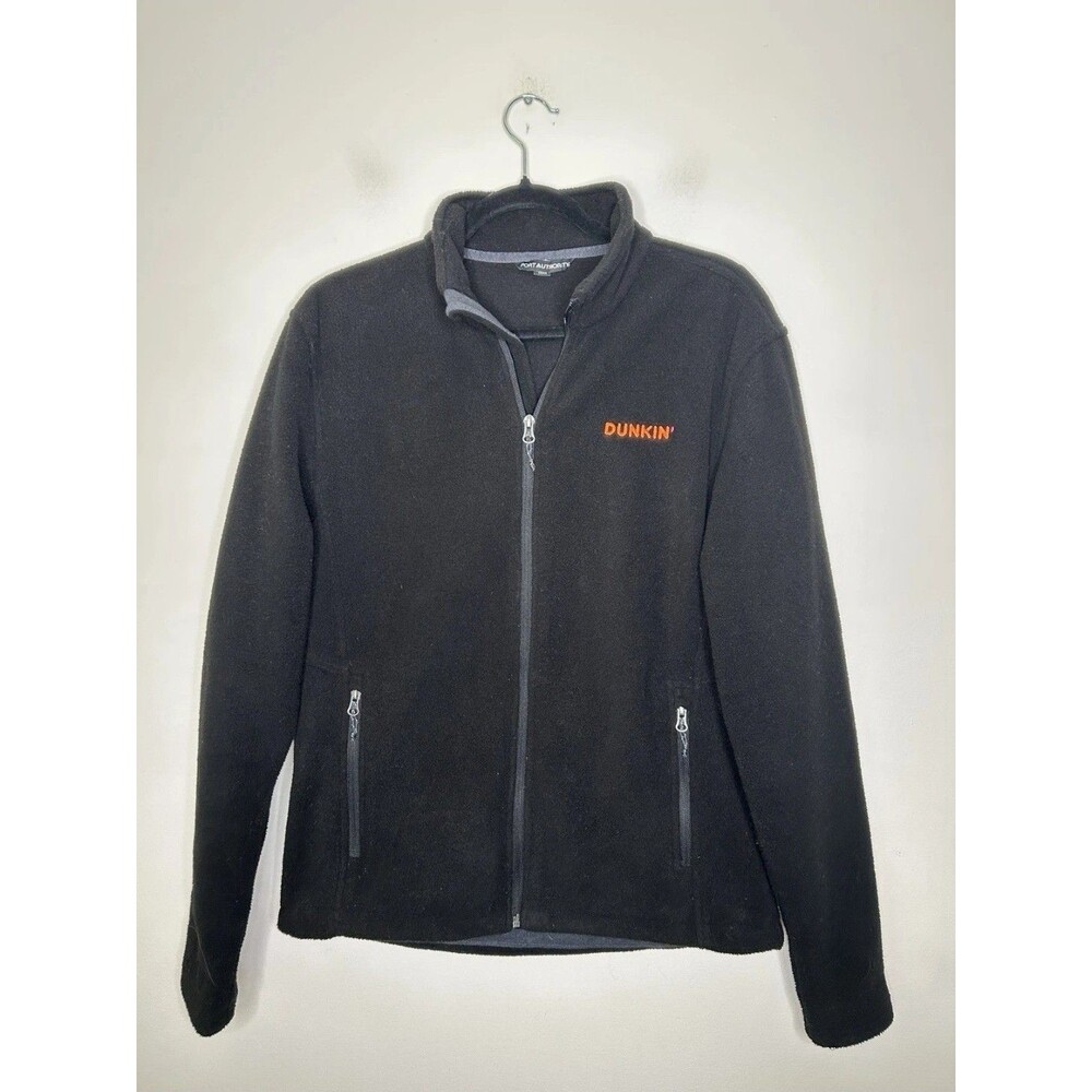 Dunkin' Donuts Logo Jacket Mens Black Full Zip Fleece Employee Size Small NEW